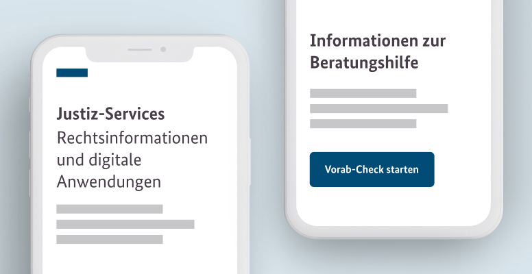 Schmuckgrafik mit Link auf Justiz-Services Beratungshilfe