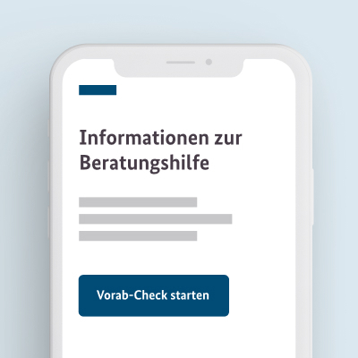 Schmuckgrafik mit Link auf Justiz-Services Beratungshilfe