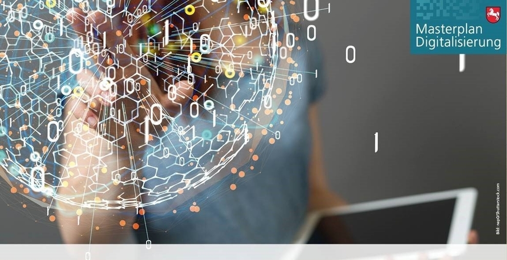 Schmuckgrafik mit Hinweisen zur Digitalisierung in der Justiz